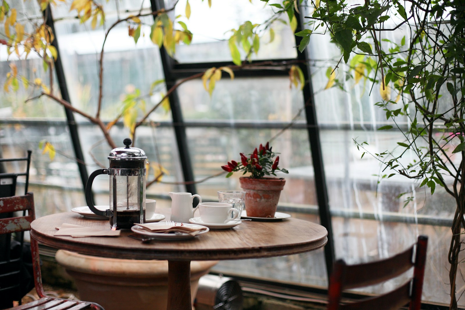 Warm interior of a modern coffee shop